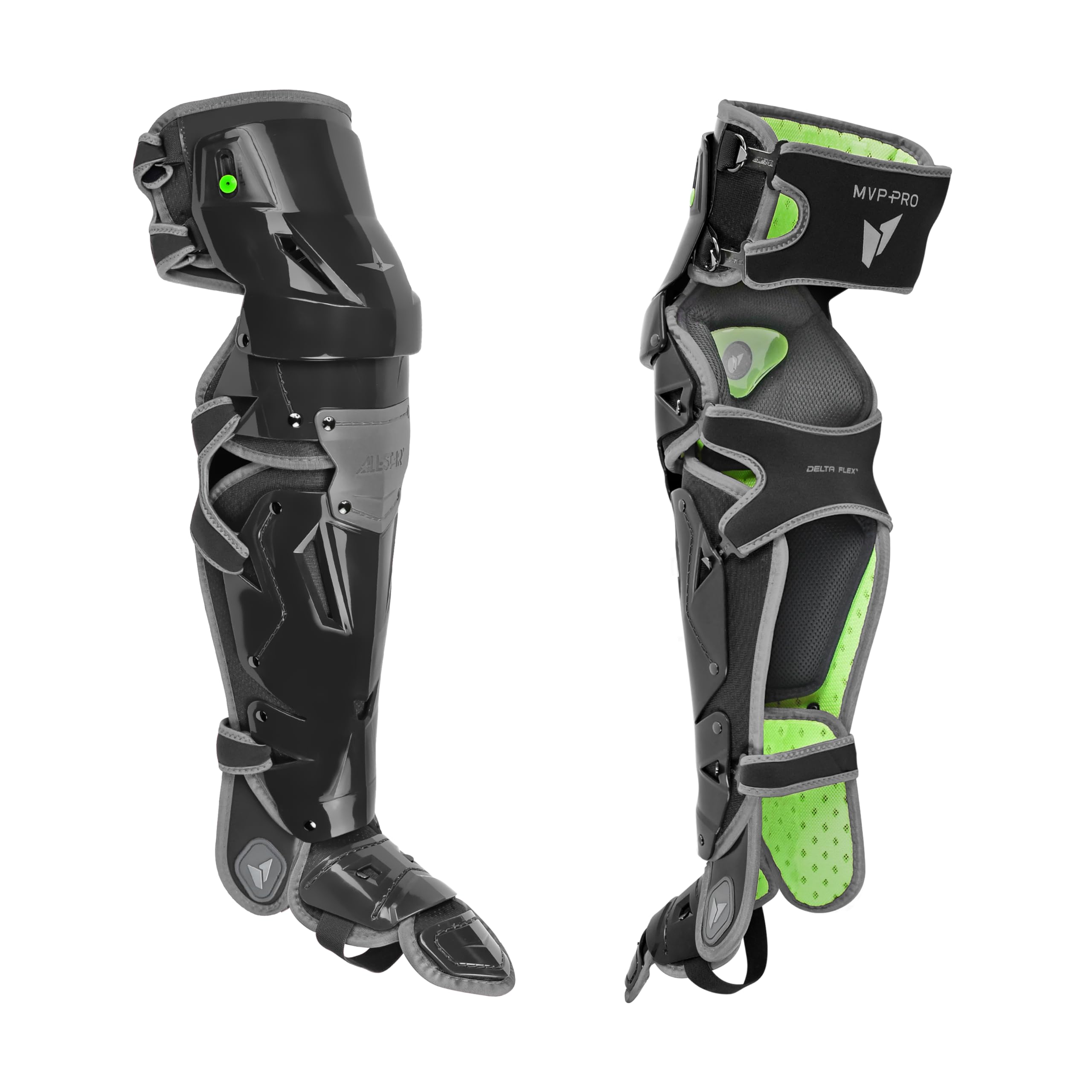 All-Star front view leg guards showing full coverage and pro fit