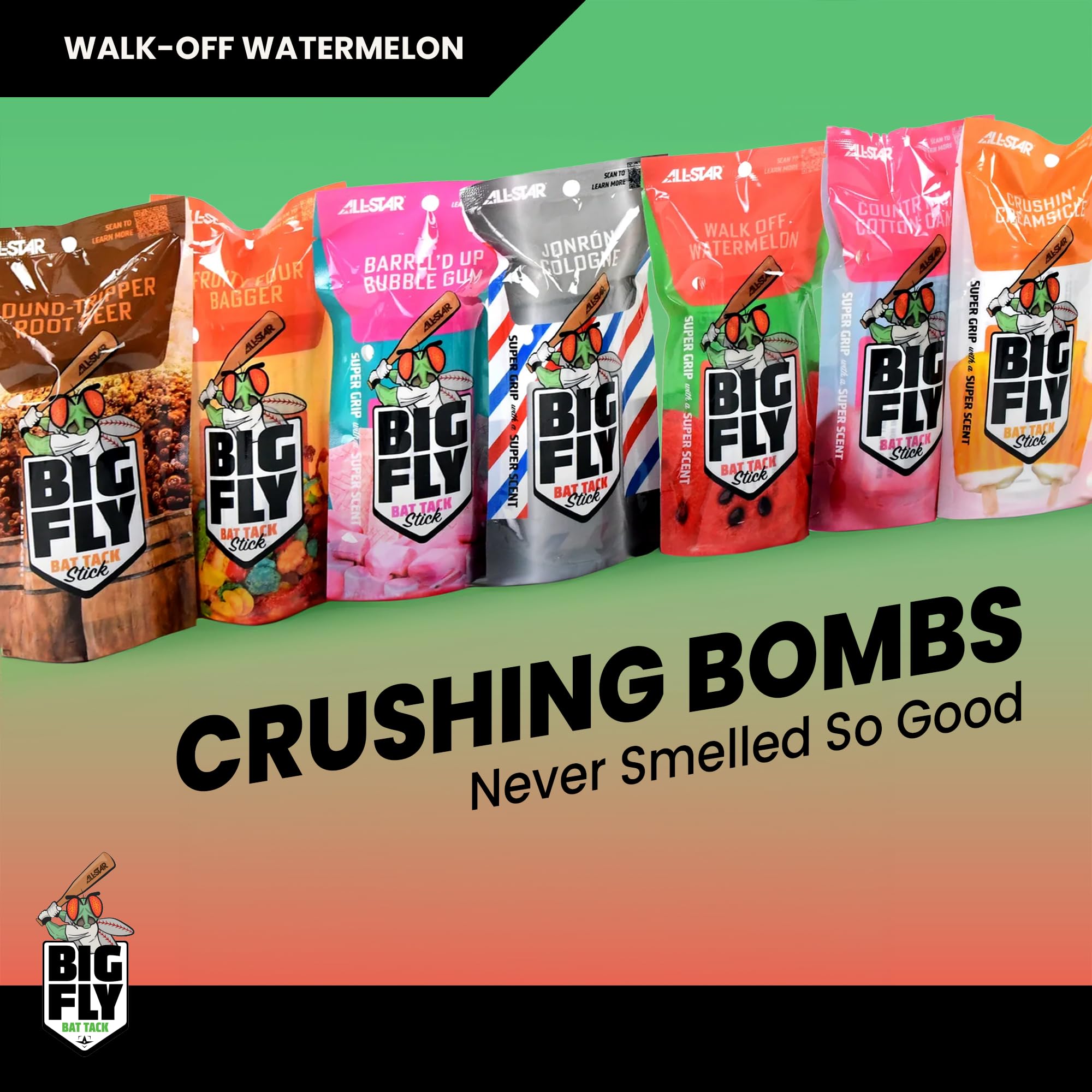 Close-up texture of All-Star Walkoff Watermelon tack showing sticky thin coating