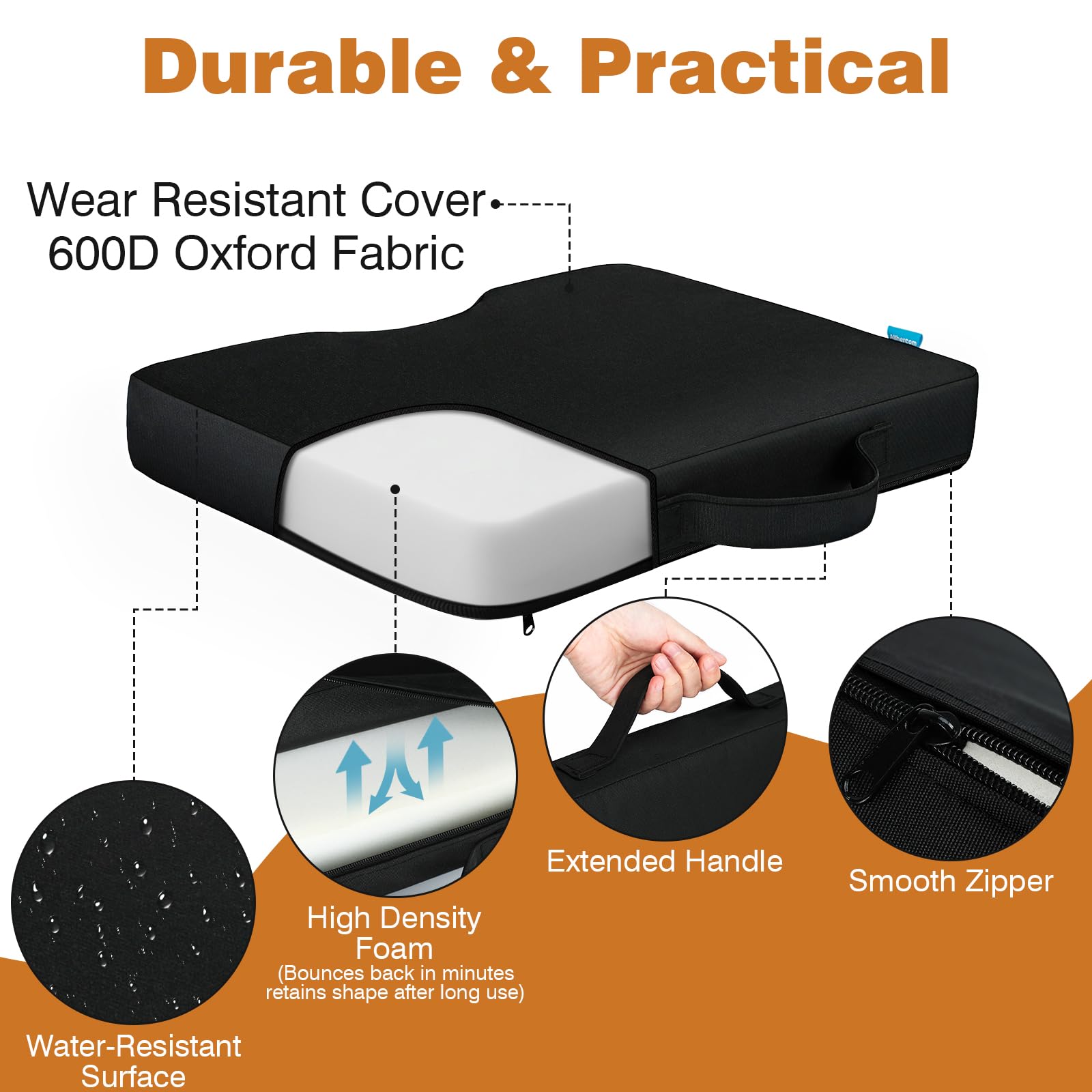 Allhercom side profile highlighting 2.56-inch thickness for supportive seating