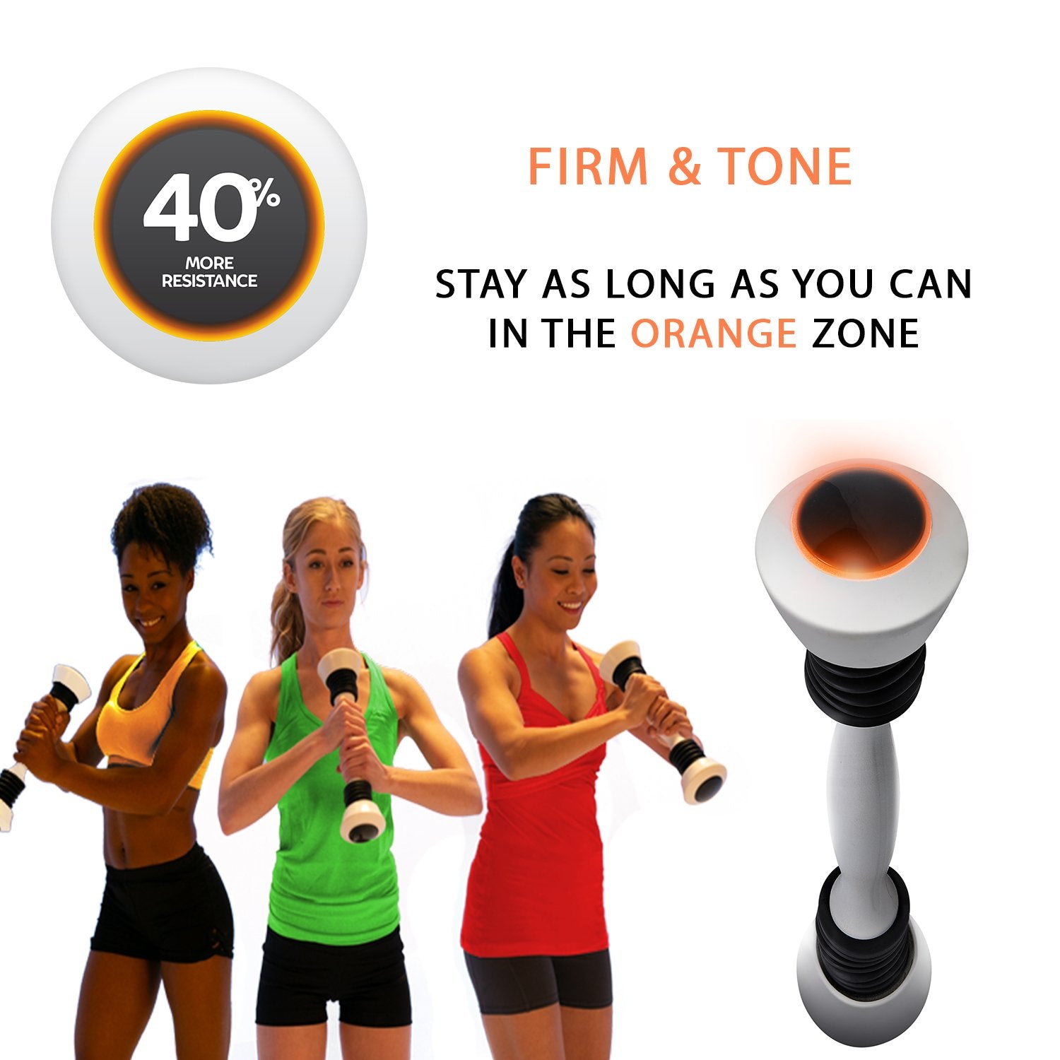 Allstar Shake Weight Zone in use by woman performing upper-body routine for quick toning