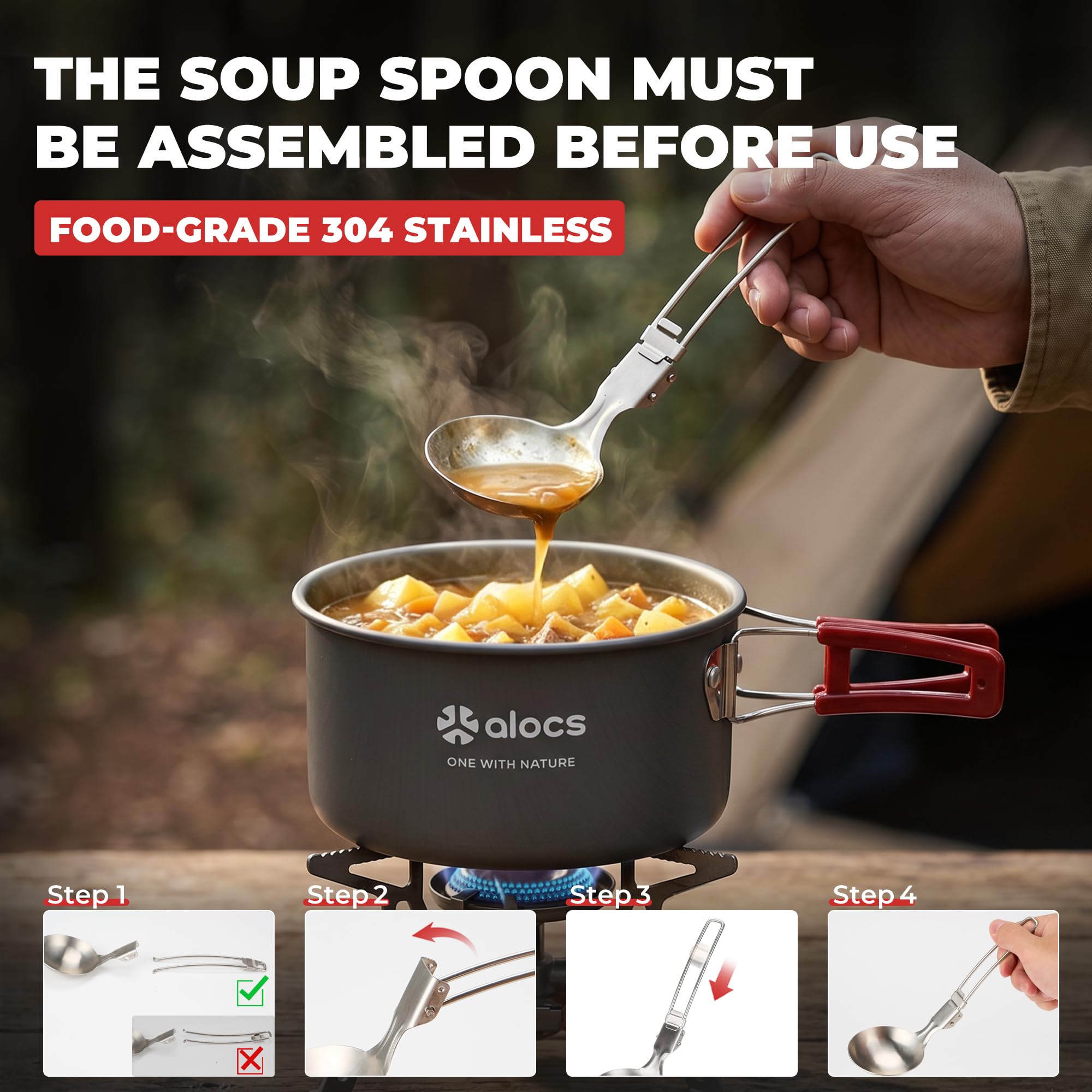 ALOCS pot and non-stick pan close-up showing durable finish and easy cleanup