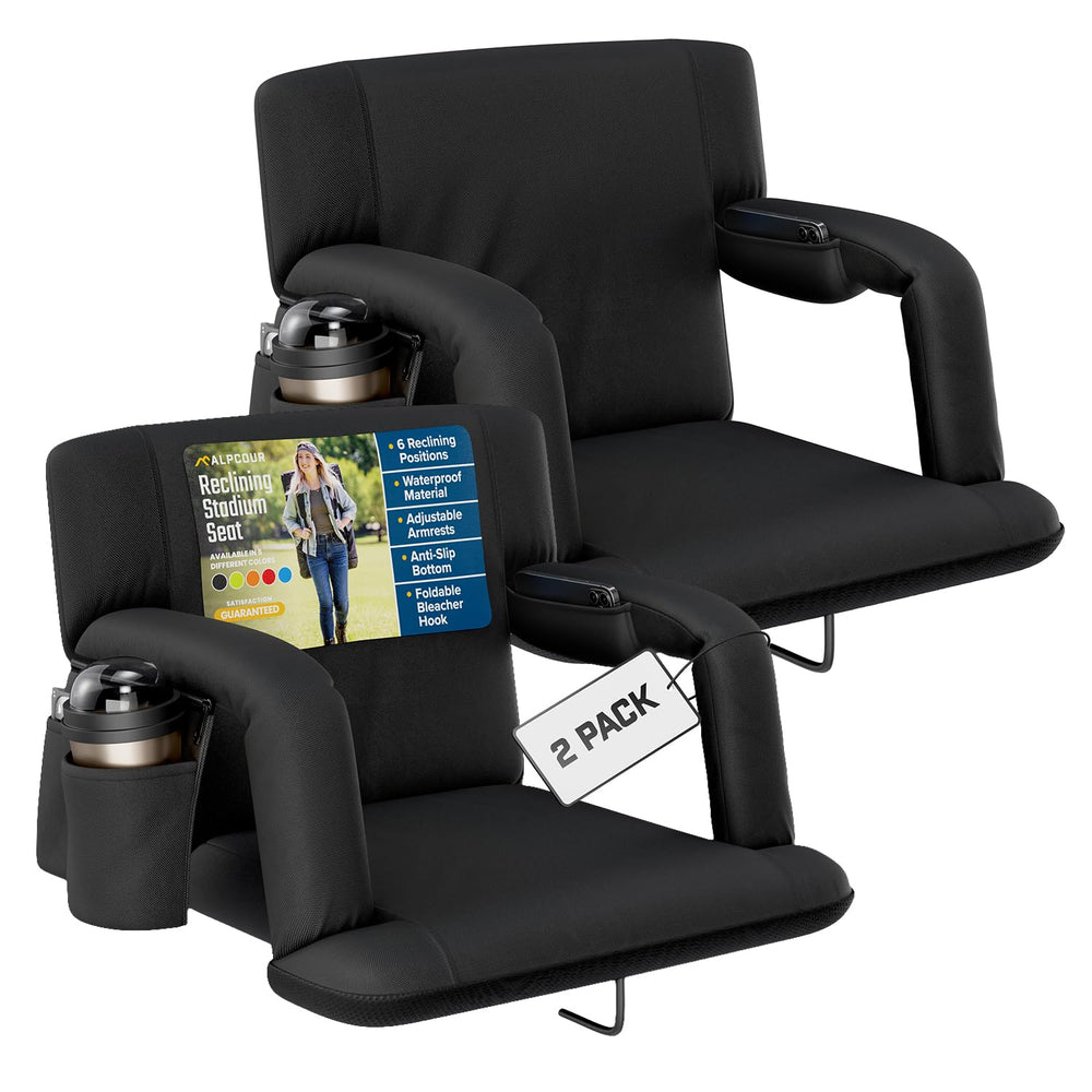 Alpcour front view of wide padded seat showing roomy comfort and support