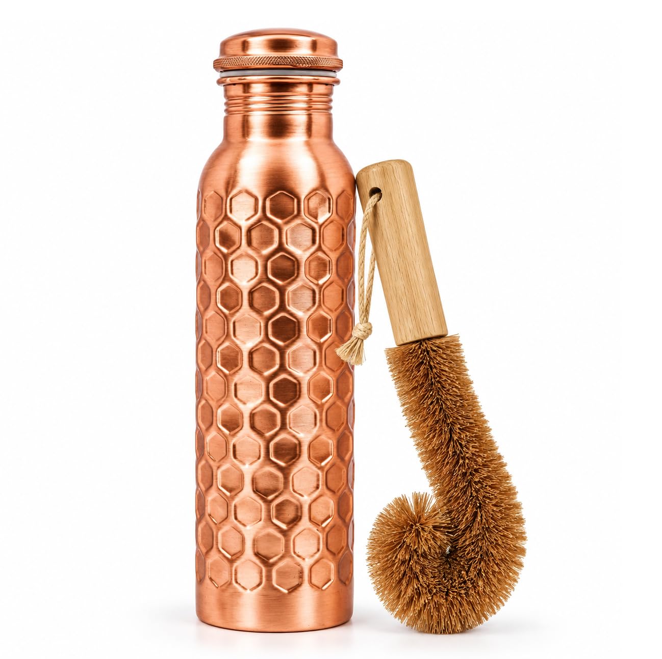 Alpha Living Home bottle front view showing elegant honeycomb finish and durable design