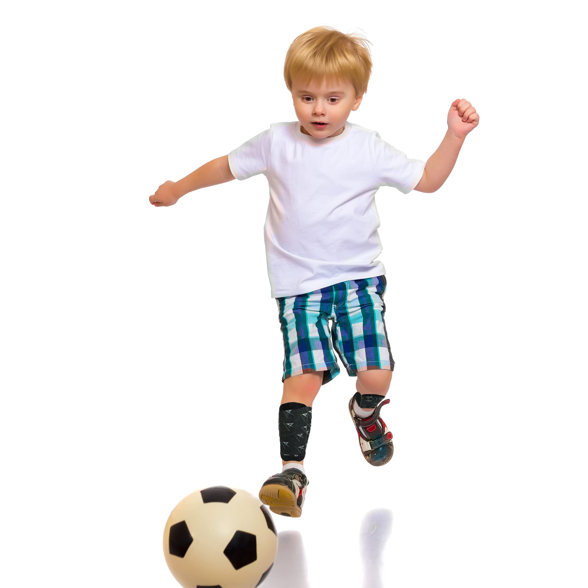 Alpha Soccer shin guards worn on field showing in-play fit and unobtrusive protection