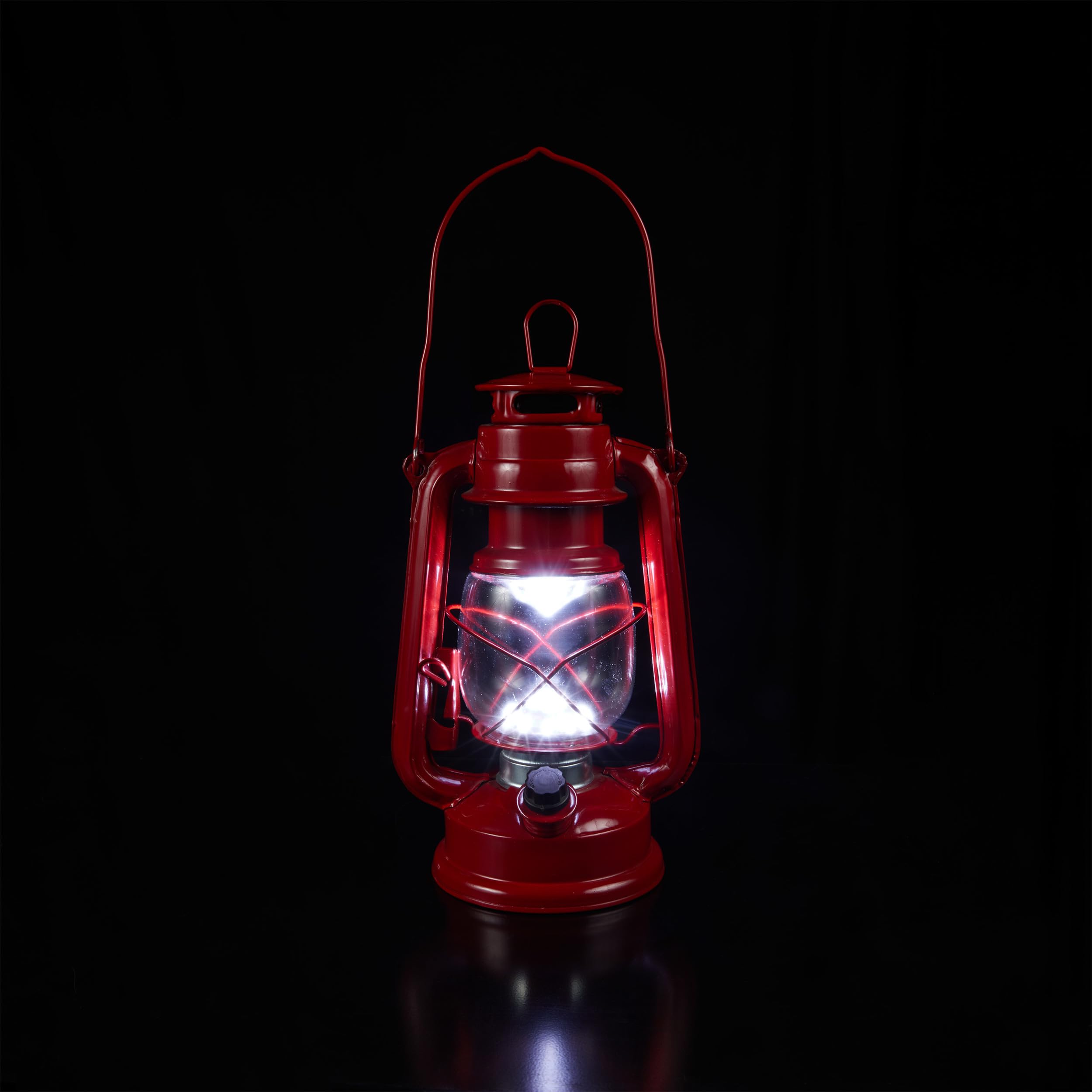 Alpine Corporation red lantern hanging from hook providing adjustable ambient light