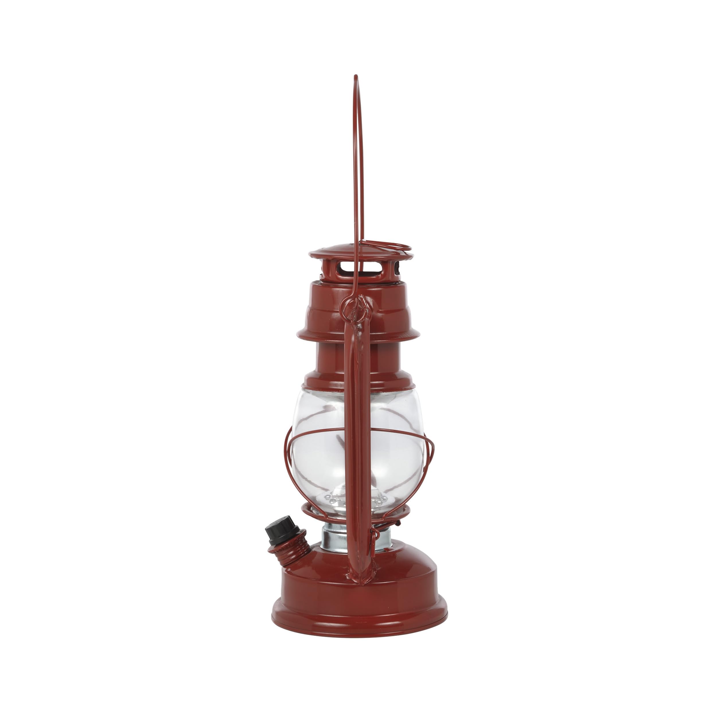 Alpine Corporation red lantern placed on table creating cozy outdoor atmosphere