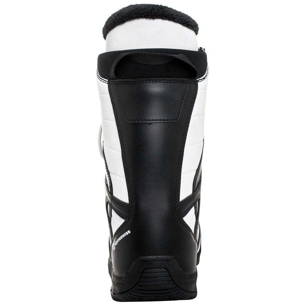 Alpine Swiss rear strap detail showing carry strap benefit: easy transport between runs