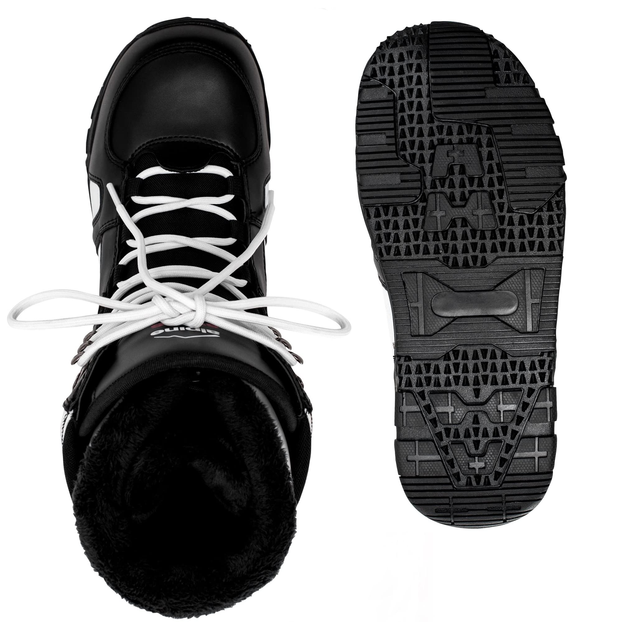 Alpine Swiss boot next to ruler showing size scale benefit: accurate sizing guidance
