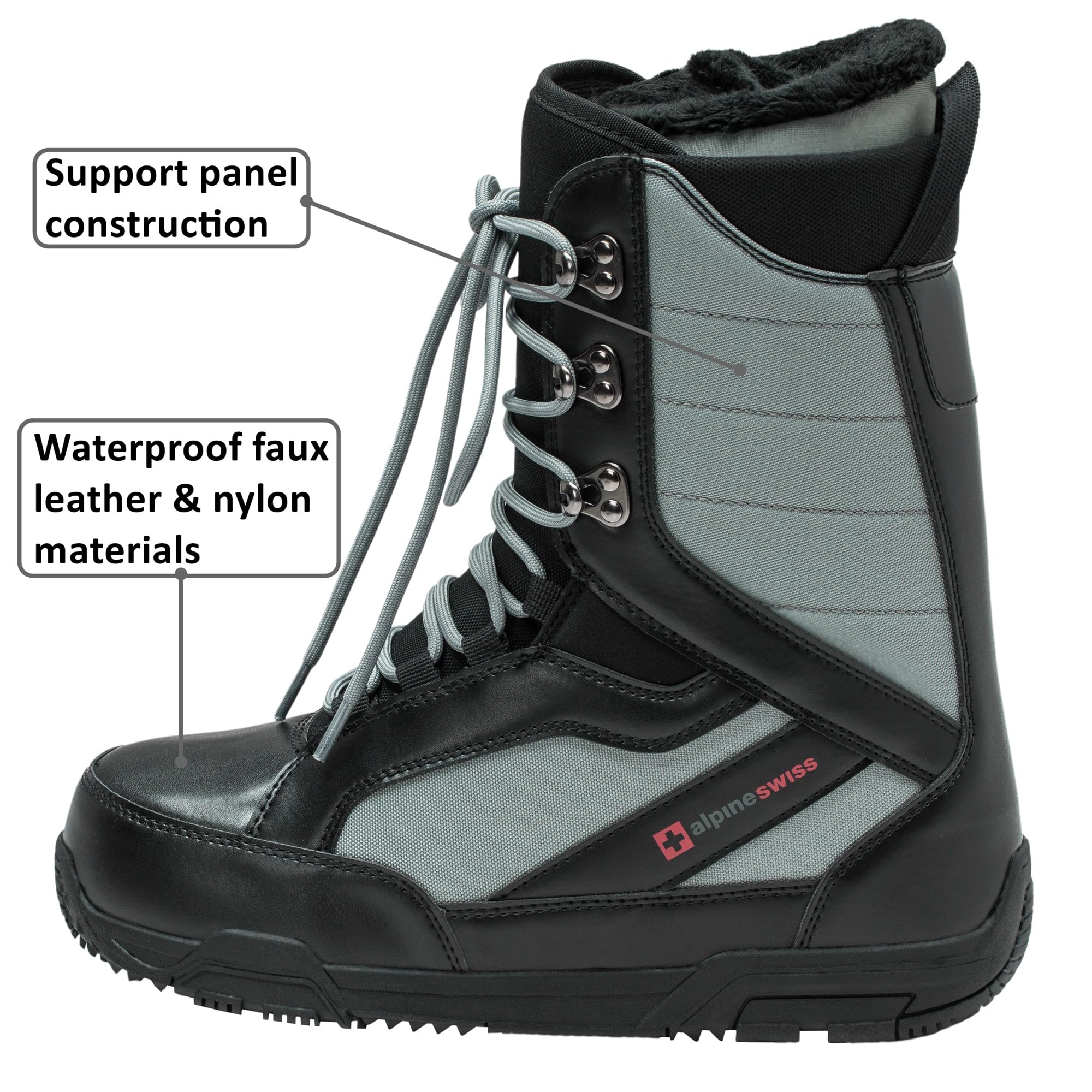 Alpine Swiss top close-up of lacing system and quick-pull liner for easy glove adjustments