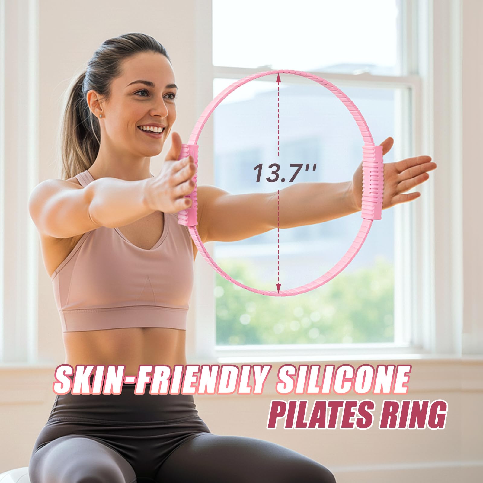 ALongSong silicone Pilates ring close-up showing comfortable grip and durability