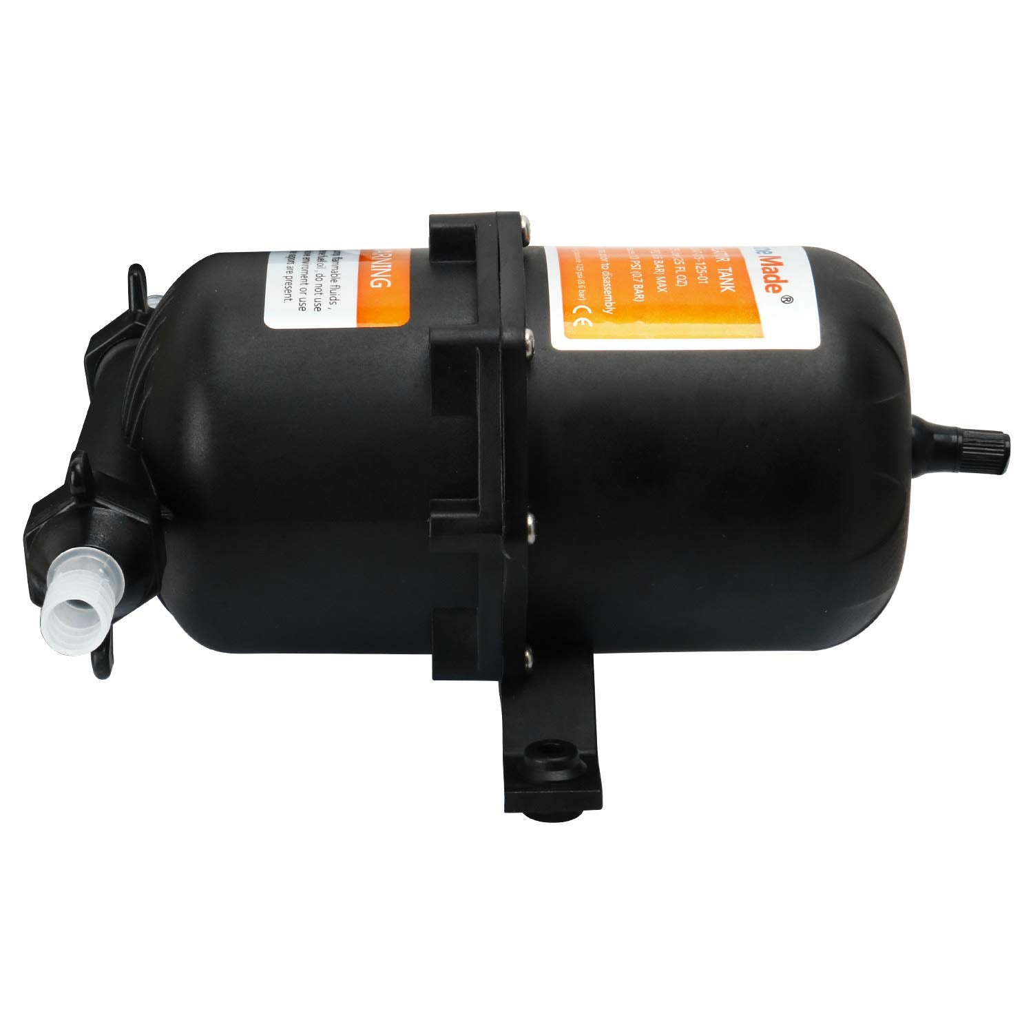 Amarine Made tank mounted on boat plumbing, reduces pump cycling and noise