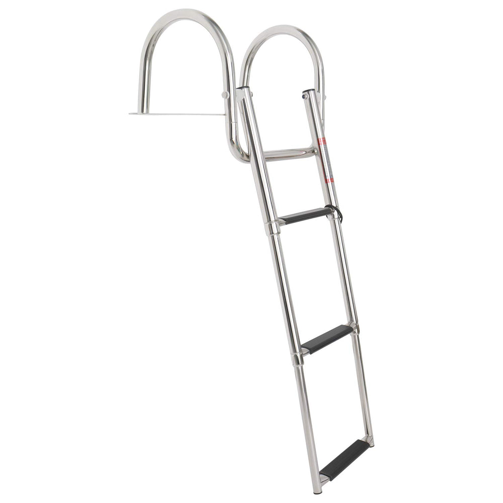 Amarine Made front view of ladder showing three steps and solid frame for safe boarding