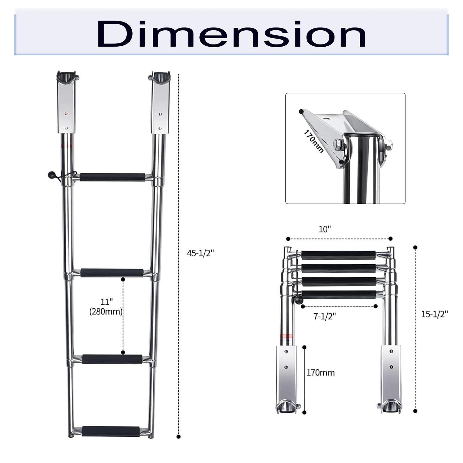 Amarine Made folded ladder against platform for neat storage