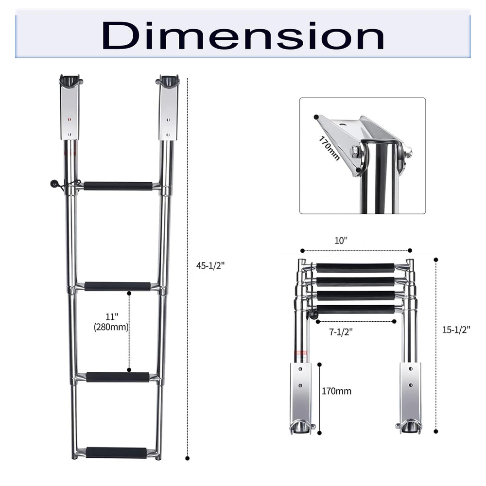 Amarine Made folded ladder against platform for neat storage