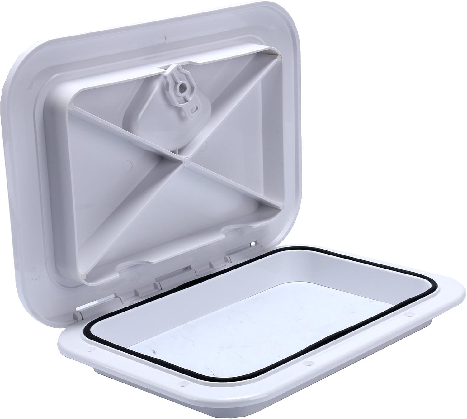 Amarine Made front view of hatch showing streamlined profile and secure closure
