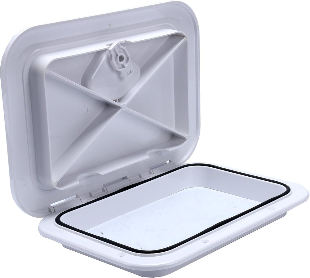 Amarine Made front view of hatch showing streamlined profile and secure closure