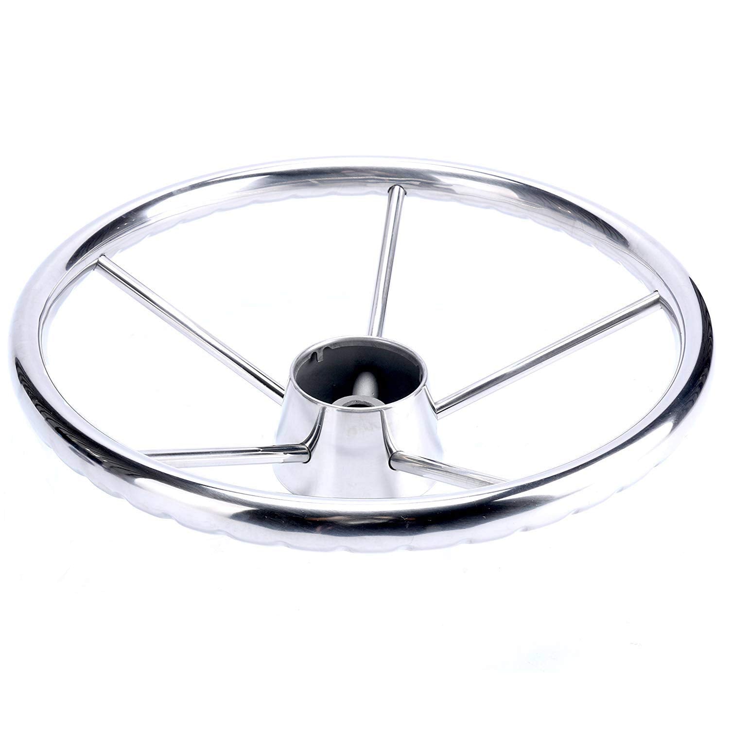 Amarine Made front view steering wheel showing five spokes and polished finish for style