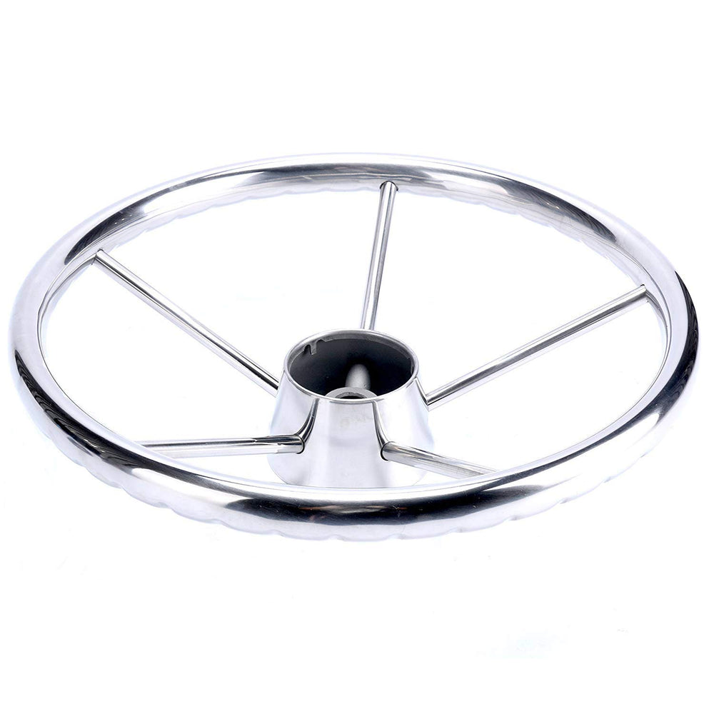 Amarine Made front view steering wheel showing five spokes and polished finish for style