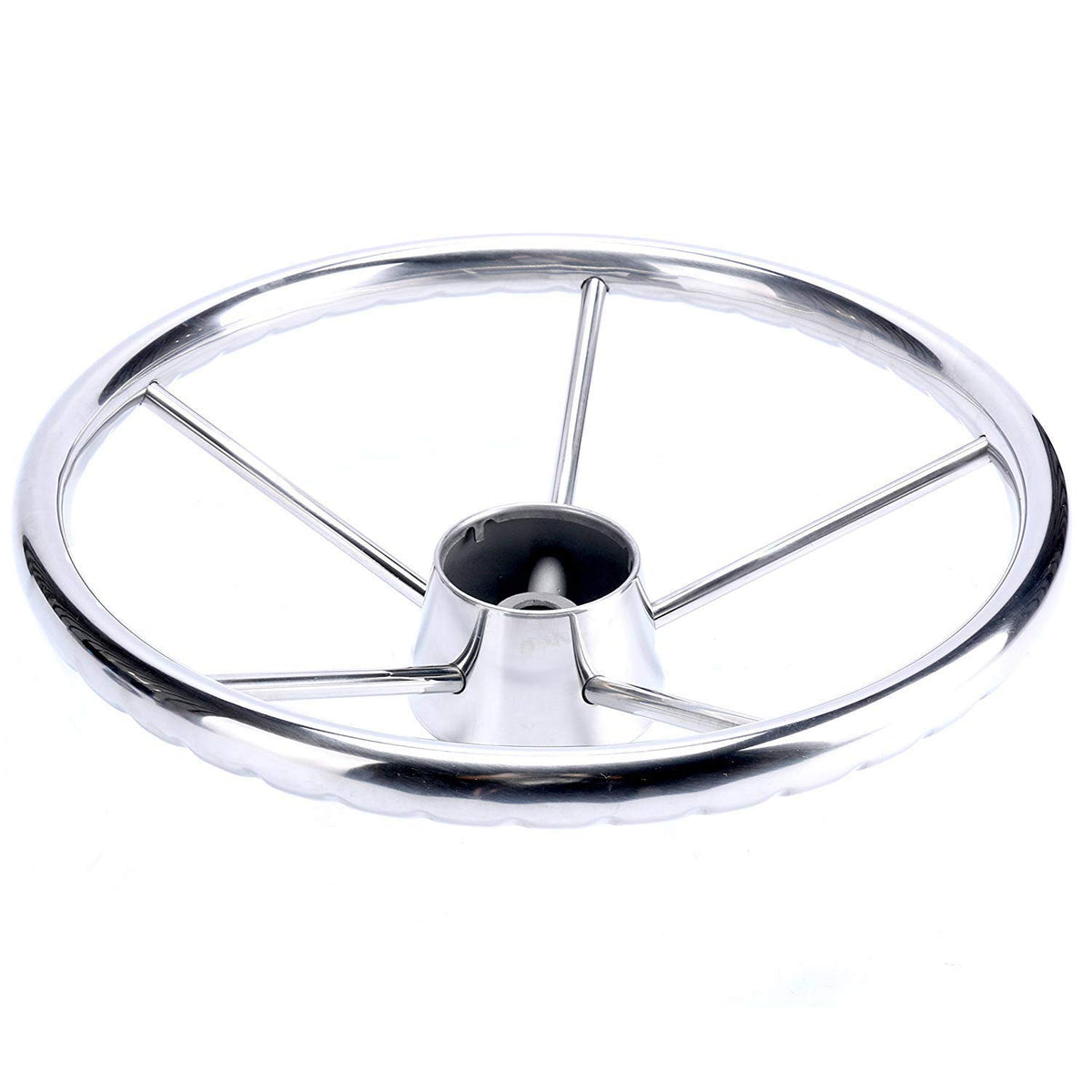 Amarine Made front view steering wheel showing five spokes and polished finish for style