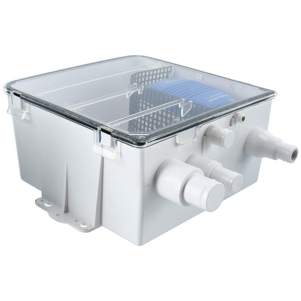 Amarine Made installed under sink on boat, showing space-saving marine installation benefit