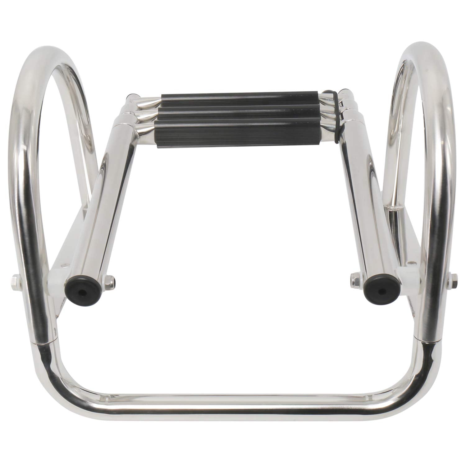 Amarine Made ladder in use with swimmer climbing for easy reboarding ability