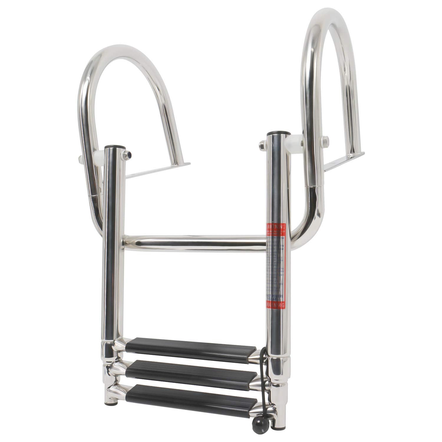 Amarine Made ladder mounted on yacht platform illustrating sturdy marine installation