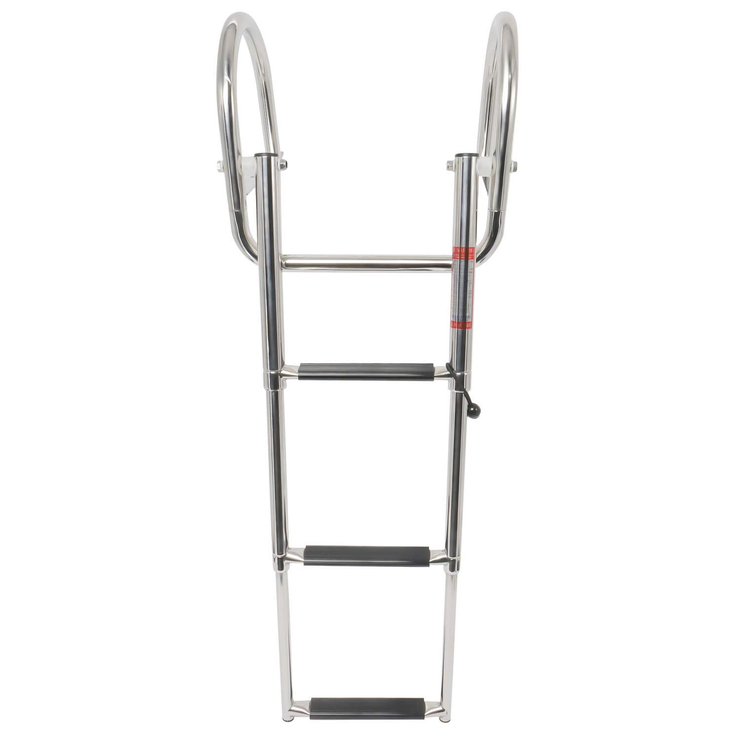 Amarine Made ladder next to person to show scale and comfortable step spacing