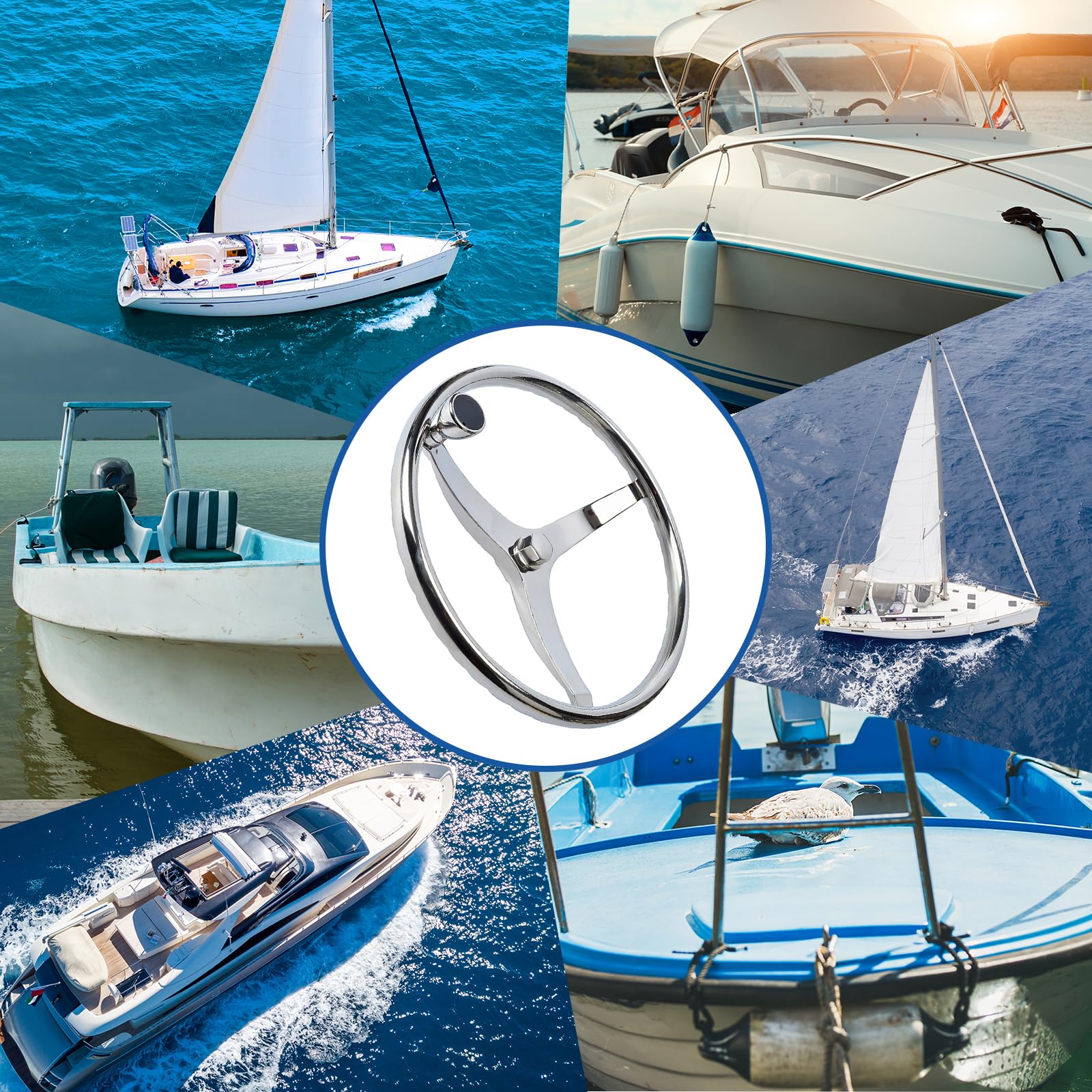 Amarine Made lifestyle dockside helm shot showing stylish helm upgrade