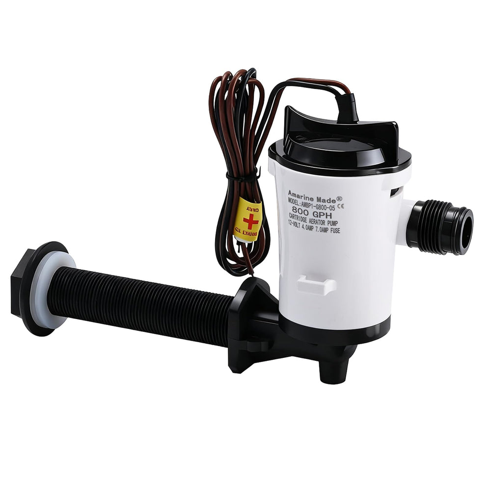 Amarine Made pump front view showing compact cartridge and benefits of efficient flow