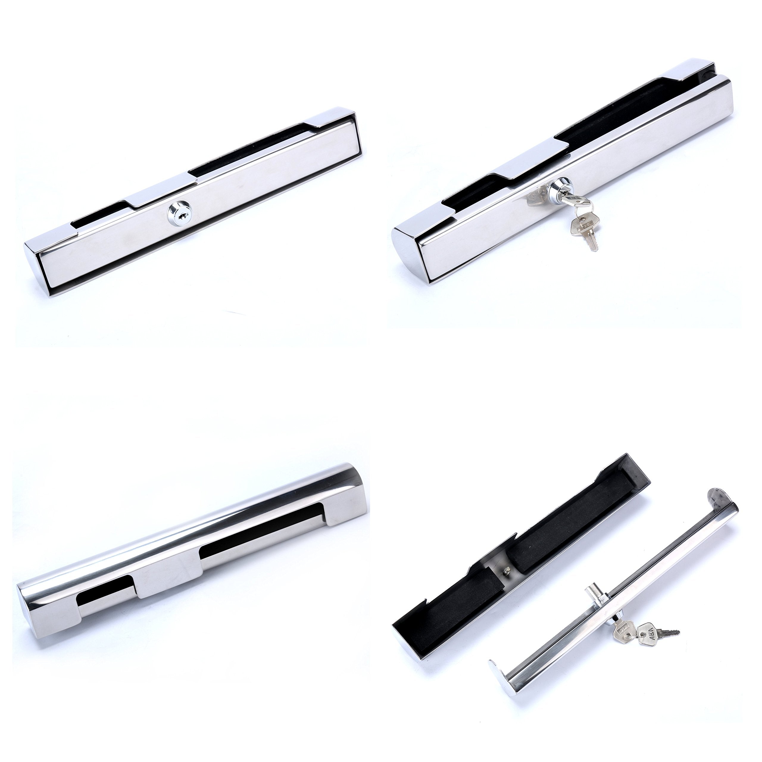 Amarine Made lock next to ruler for scale showing compact size and clear dimensions