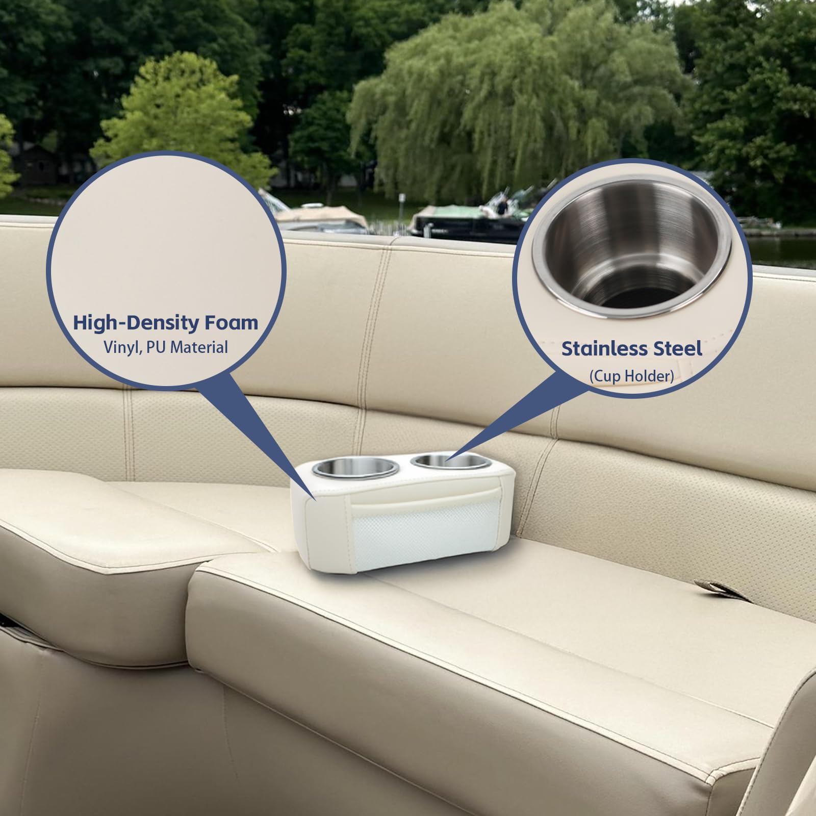 AmarinePlay marine-grade PU and vinyl texture closeup showing durable waterproof construction