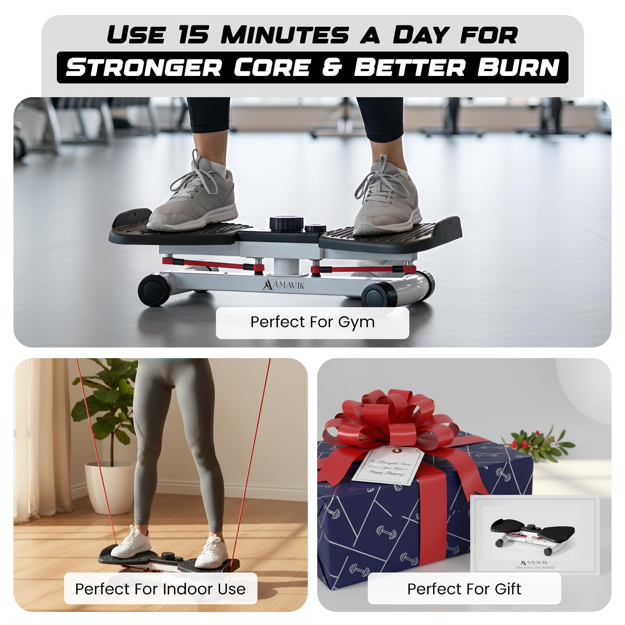 AMAVIK lifestyle setup in home gym demonstrating space-saving convenience