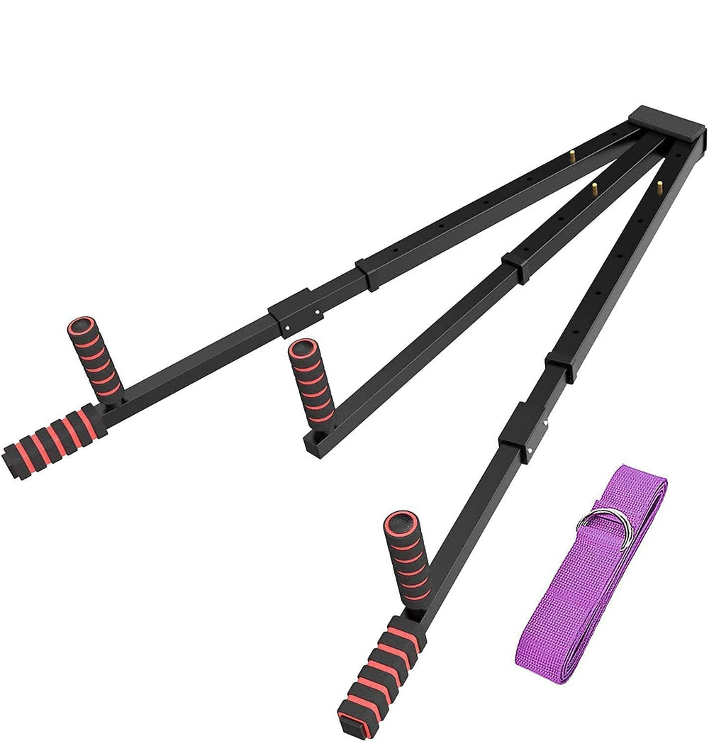 AmazeFan leg stretcher front view showing full frame and adjustment mechanism for safe progress