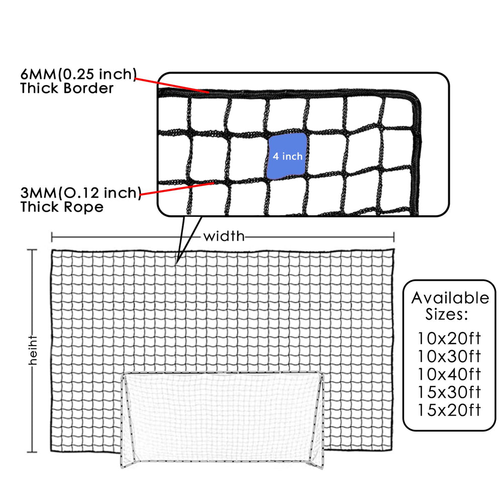 amazgolf detailed 4-inch square knotless mesh showing durable 3mm cord