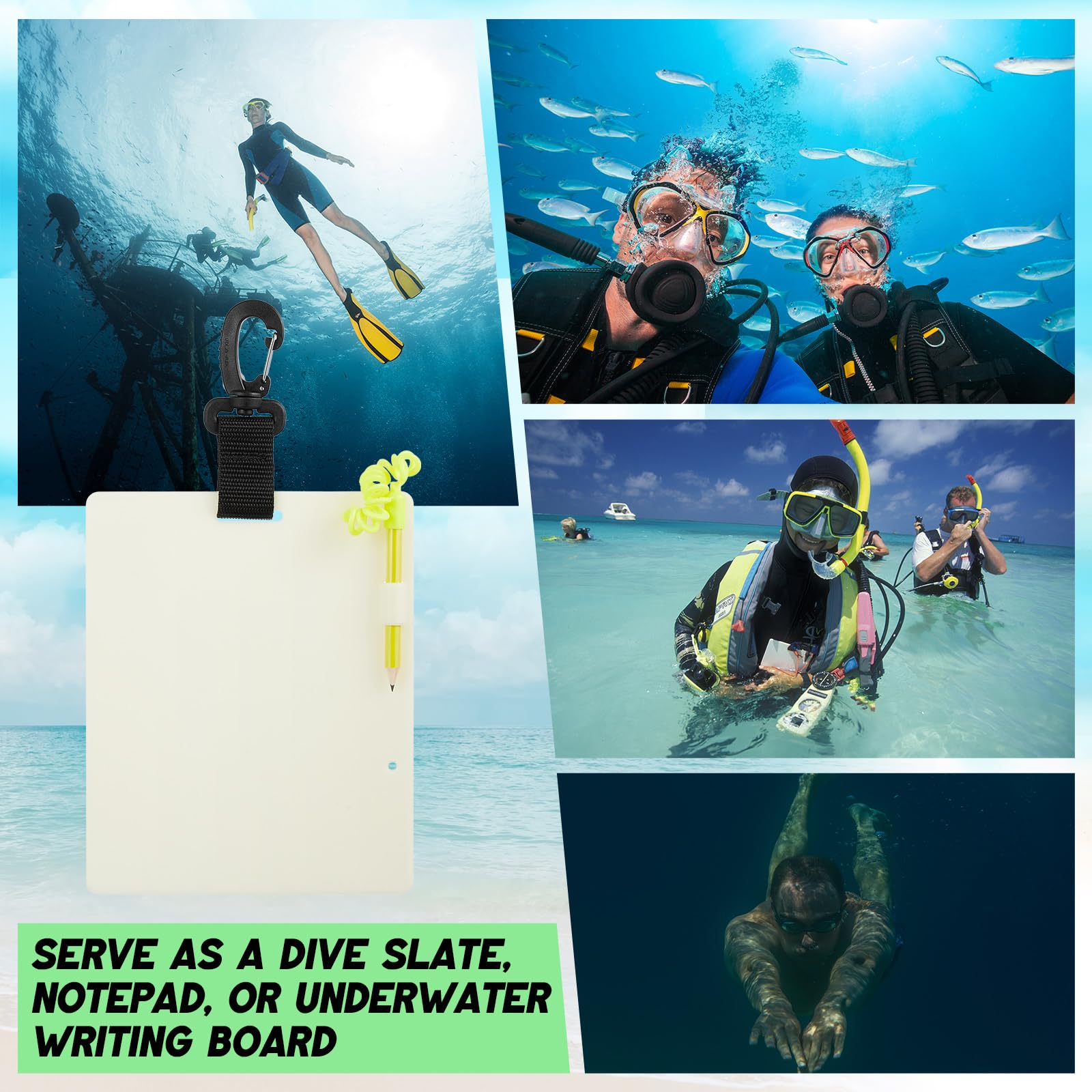 AmazingSpark slate placed with beach dive gear illustrating ready-to-pack convenience for trips