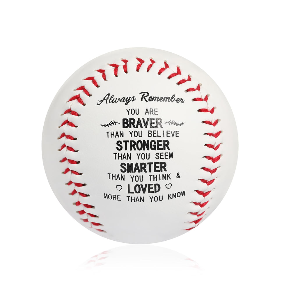 AMAZINGSUN front view of inspirational baseball, displays motivational message