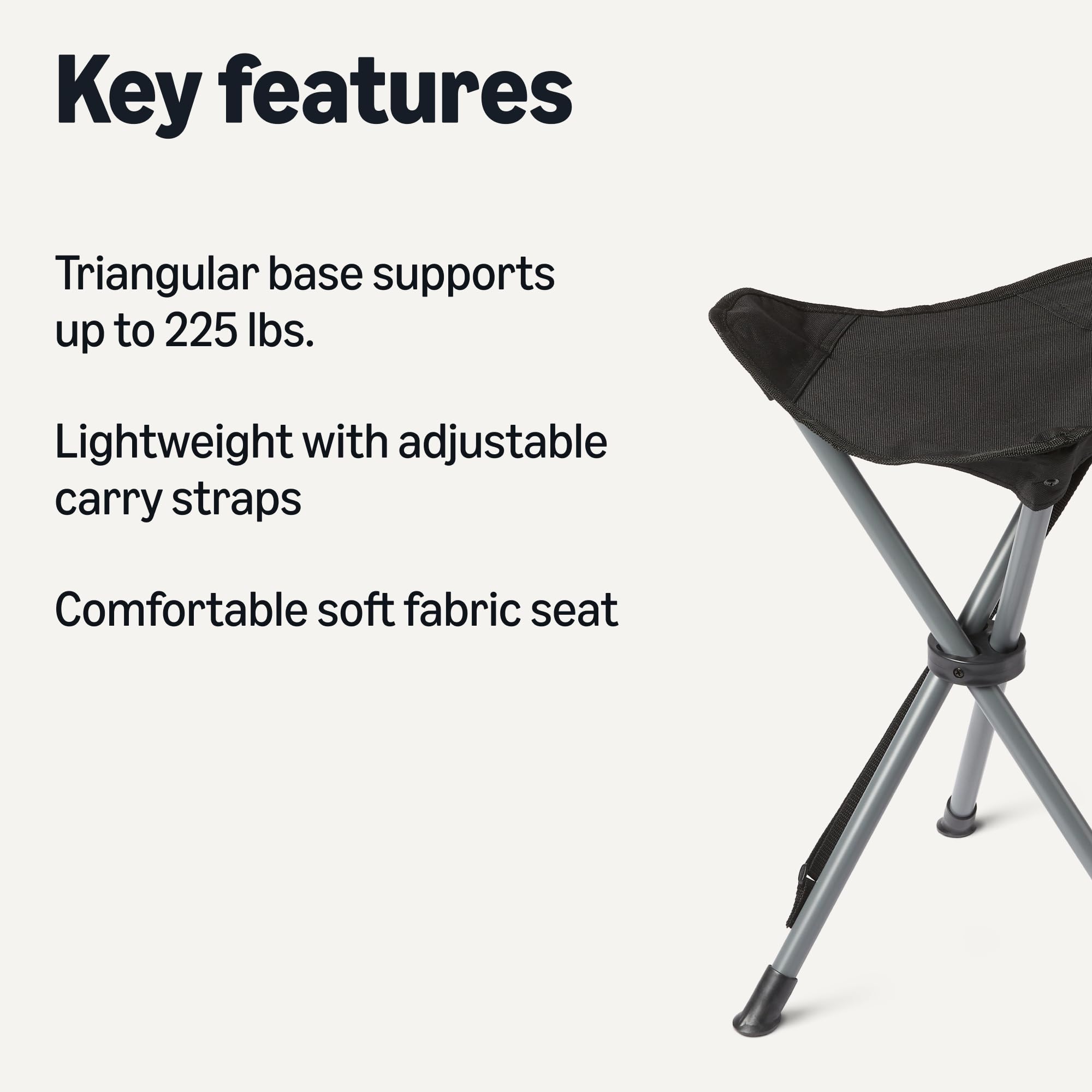 Amazon Basics folded stool profile with strap for compact transport benefit