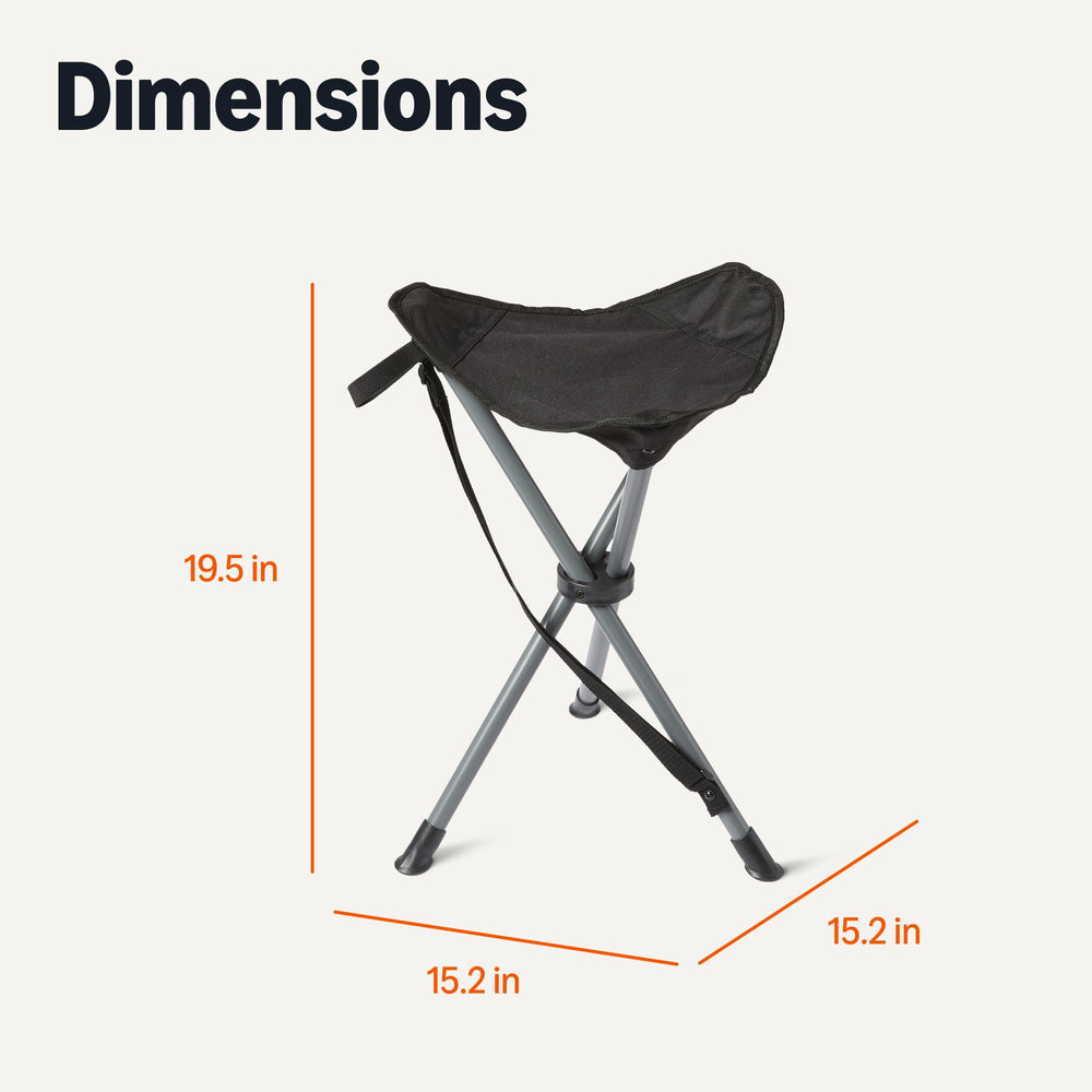 Amazon Basics stool beside a backpack showing compact packed-size benefit