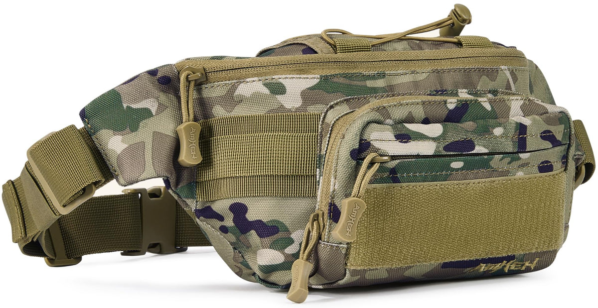 AMHEH camo front view showing compartments and quick access benefits