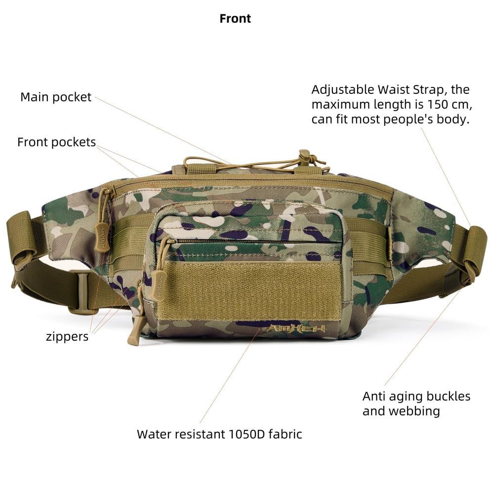 AMHEH camo molle webbing detail reinforcing durability and attachment benefit