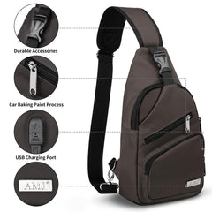 AMJ sling bag interior organization with zip pocket protecting valuables and cards