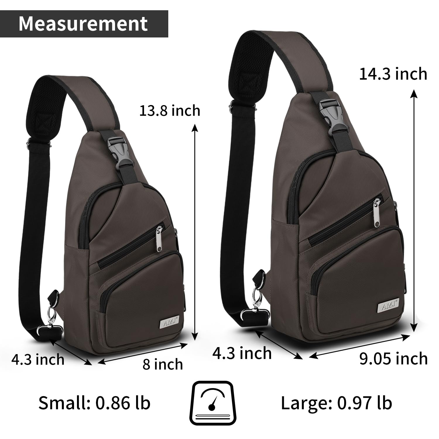 AMJ sling bag strap detail with padded mesh for comfort and breathability