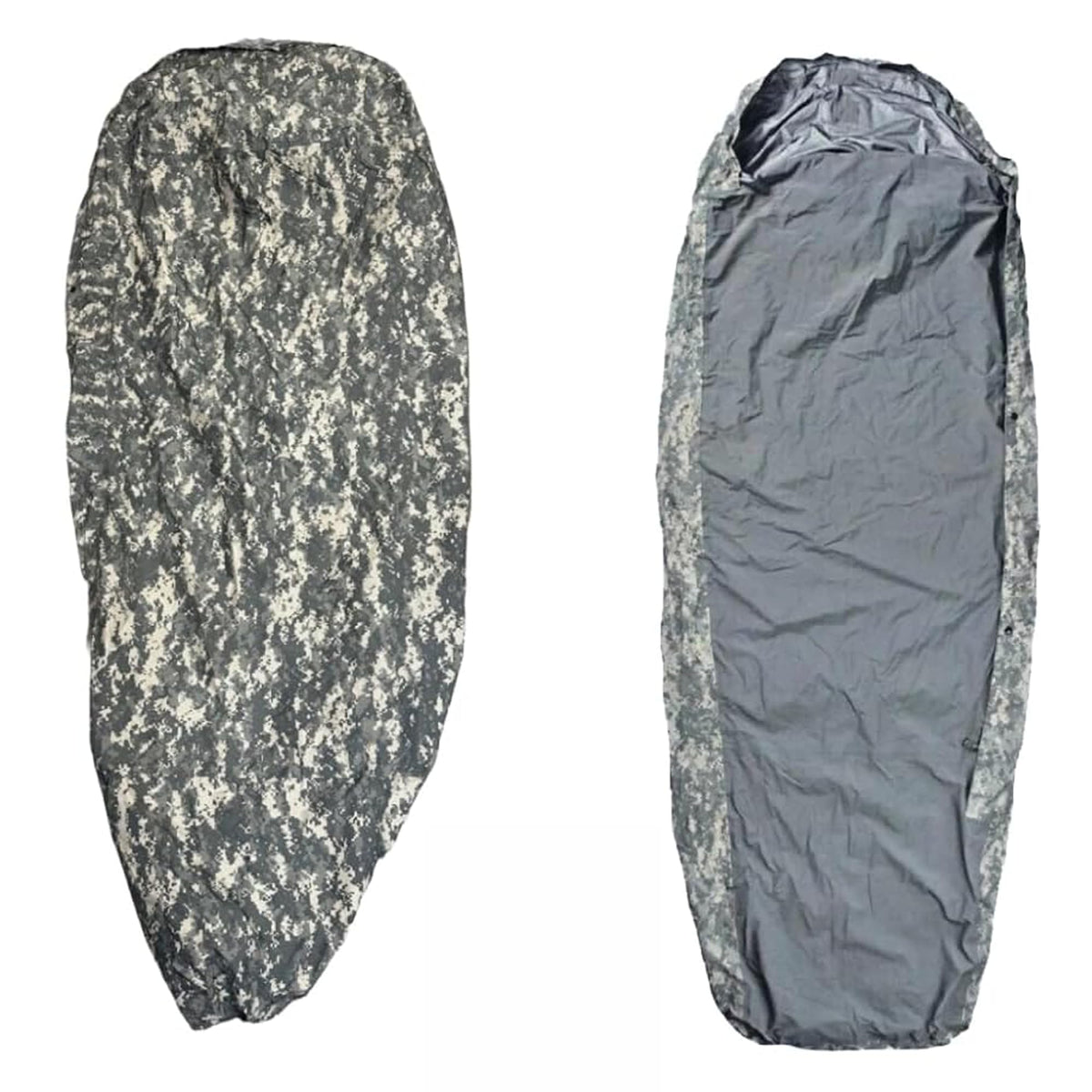 Ammo Can Man bivy cover front view showing ACU camo and waterproof protection
