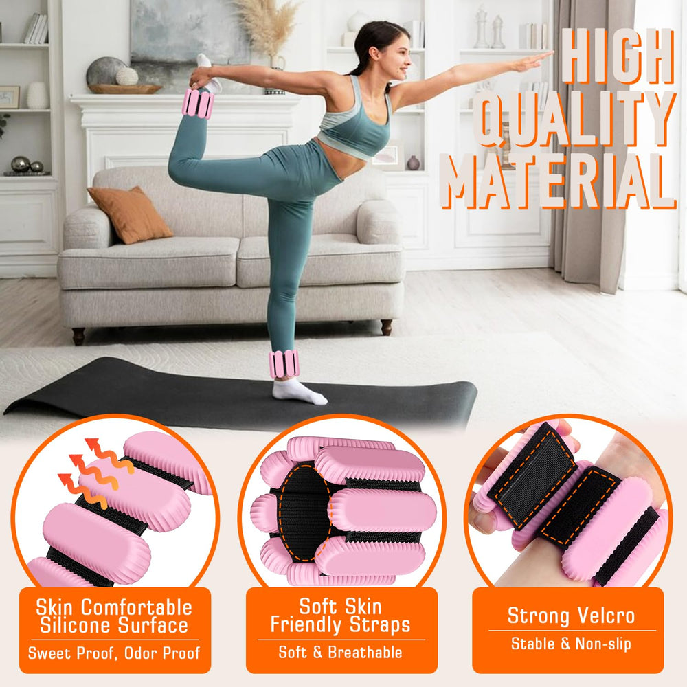 AMORIX wrist weight worn during stretching showing comfortable fit and stable hold benefit
