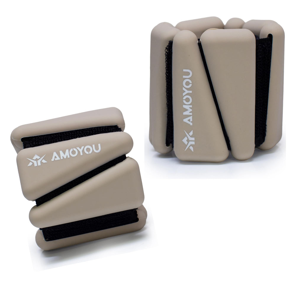 AMOYOU front view of wrist and ankle weights showing compact design and wearability