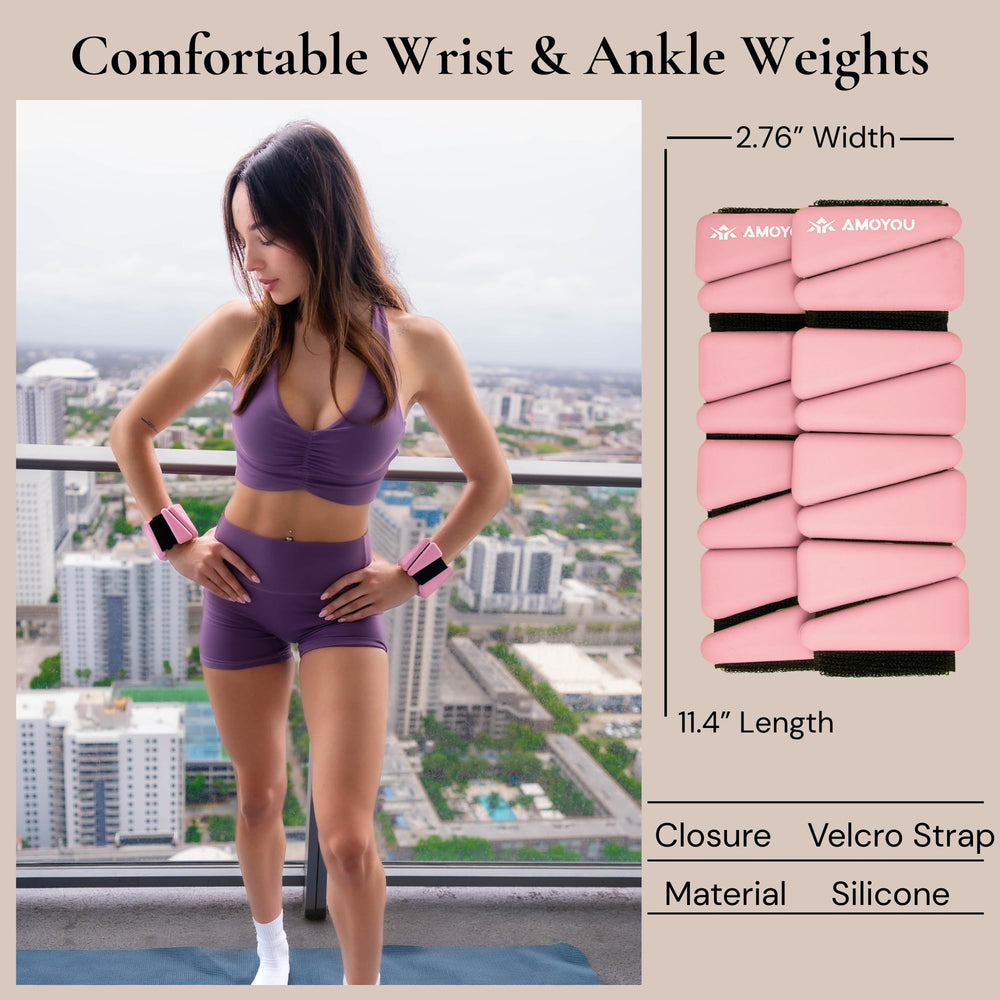 AMOYOU weights beside a smartphone to show compact scale and travel convenience
