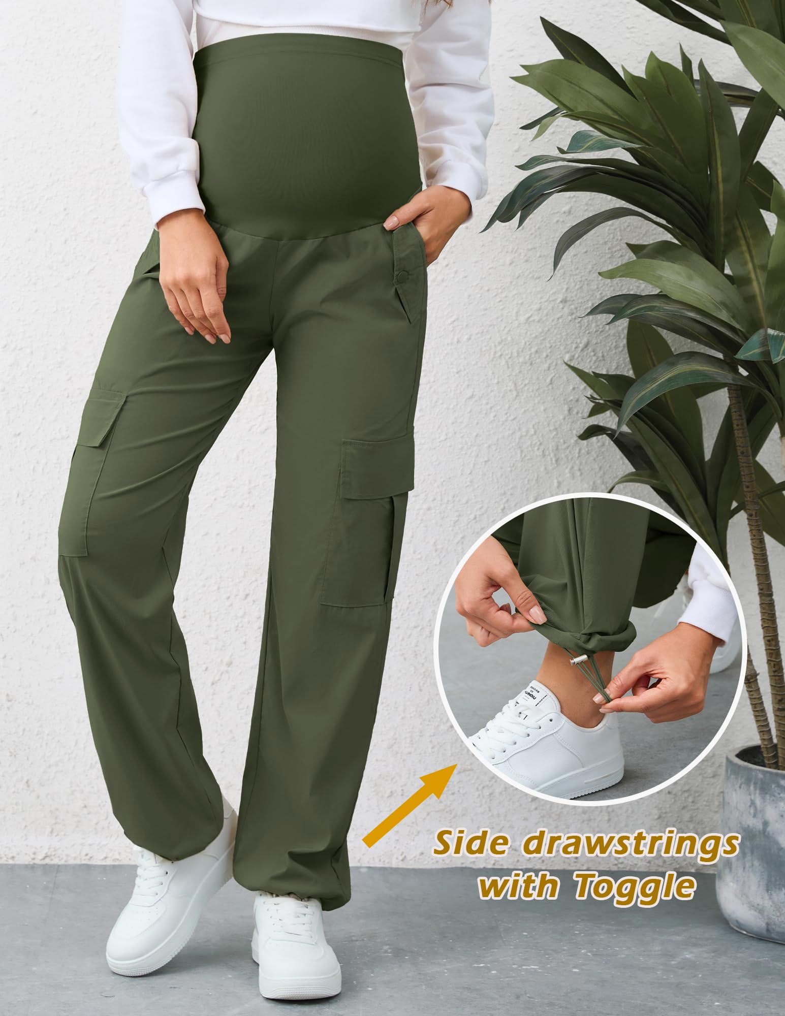 AMPOSH model wearing pants outdoors illustrating mobility and versatile styling