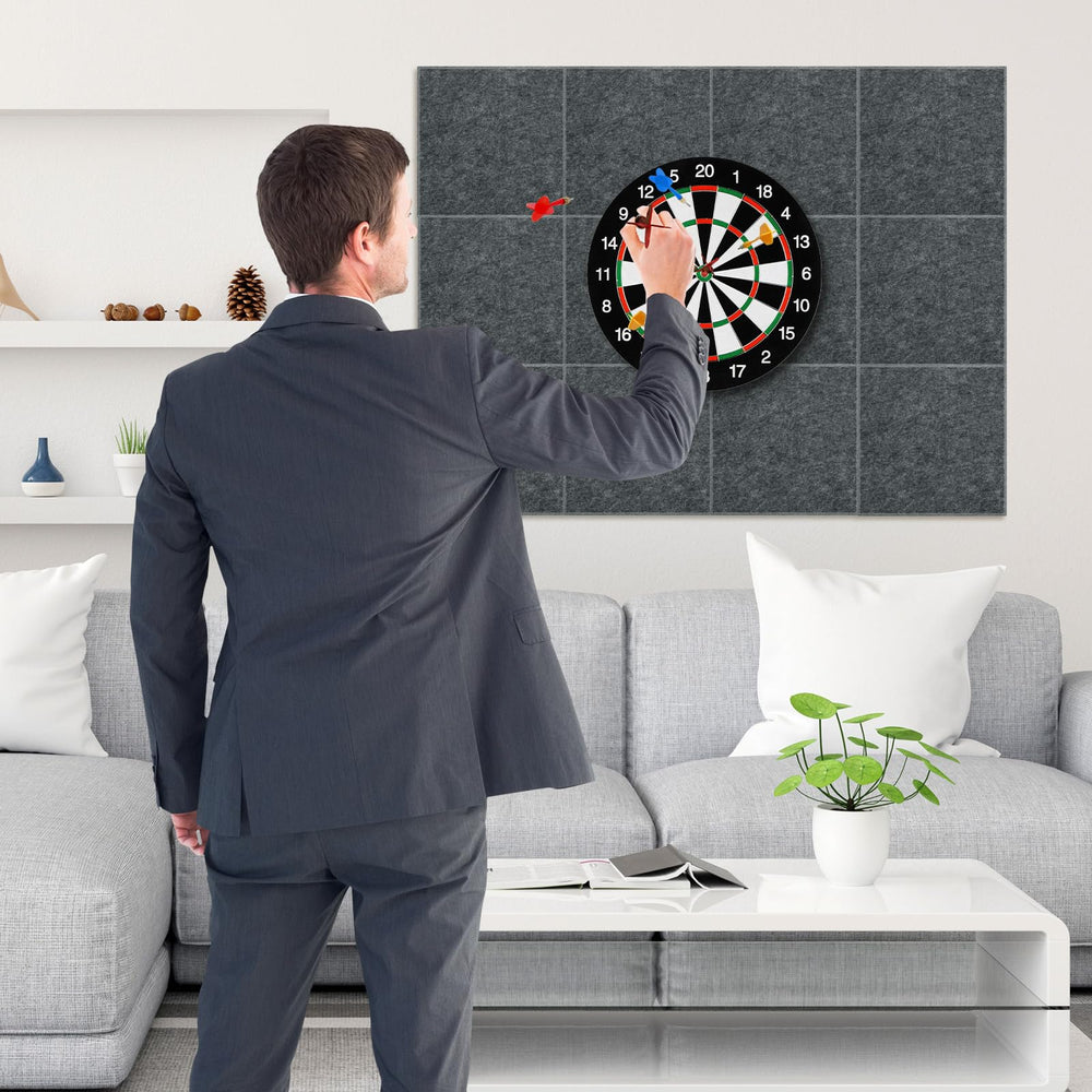AMUSIGHT lifestyle game room setup with protector behind board maintaining a clean wall aesthetic