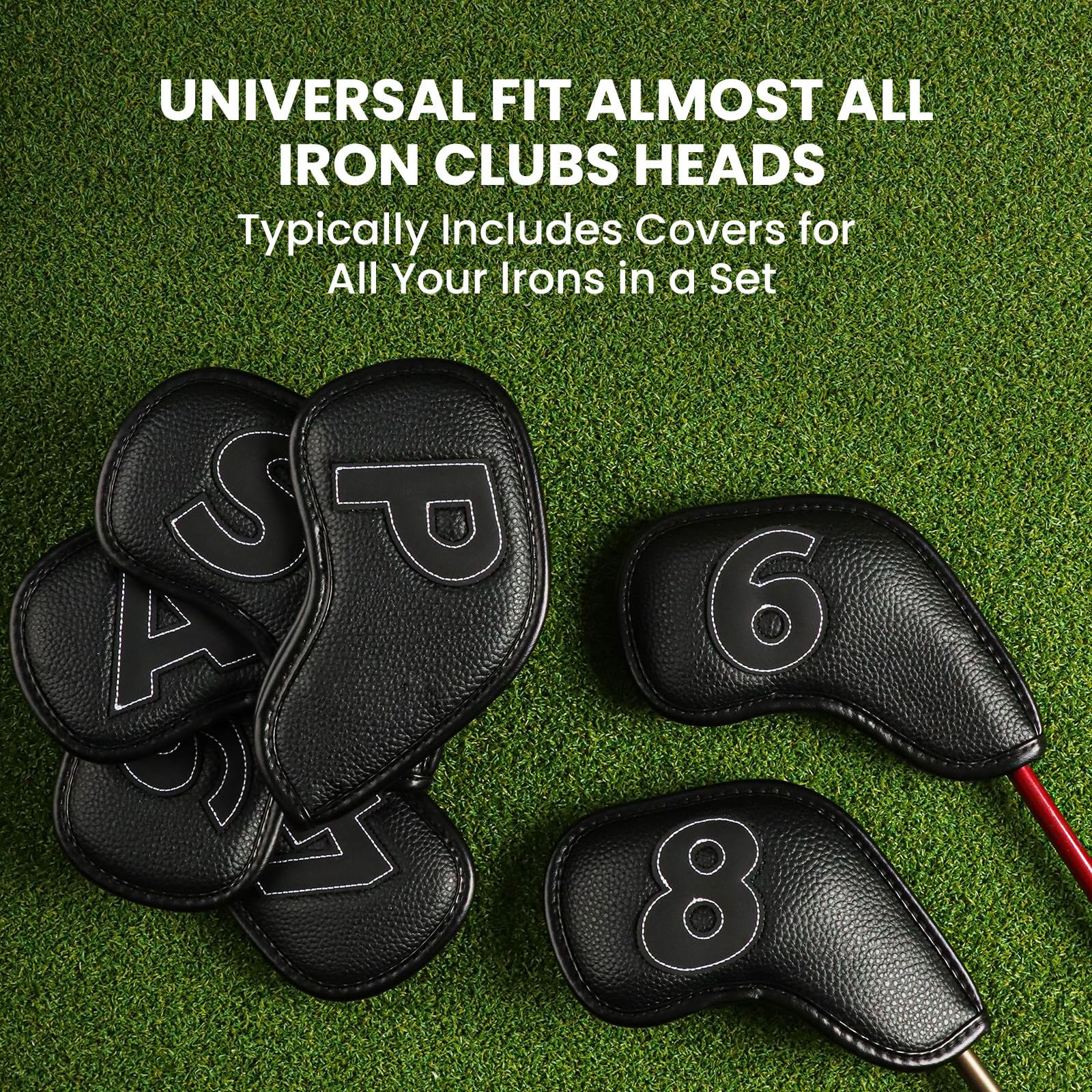 Amy Sport cover next to iron head showing universal fit and size clarity