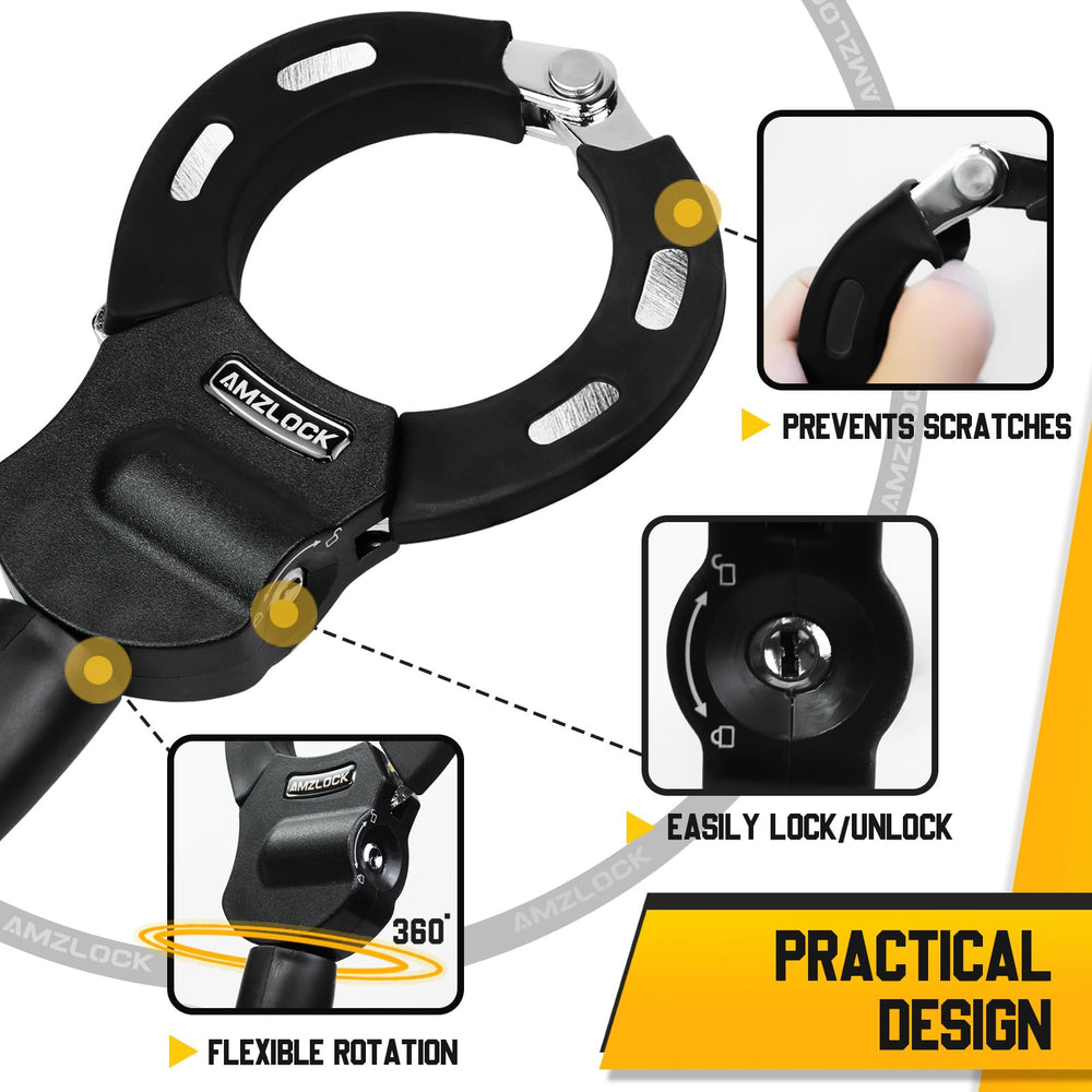 AMZLOCK fabric sleeve detail on chain, prevents scratches and abrasion